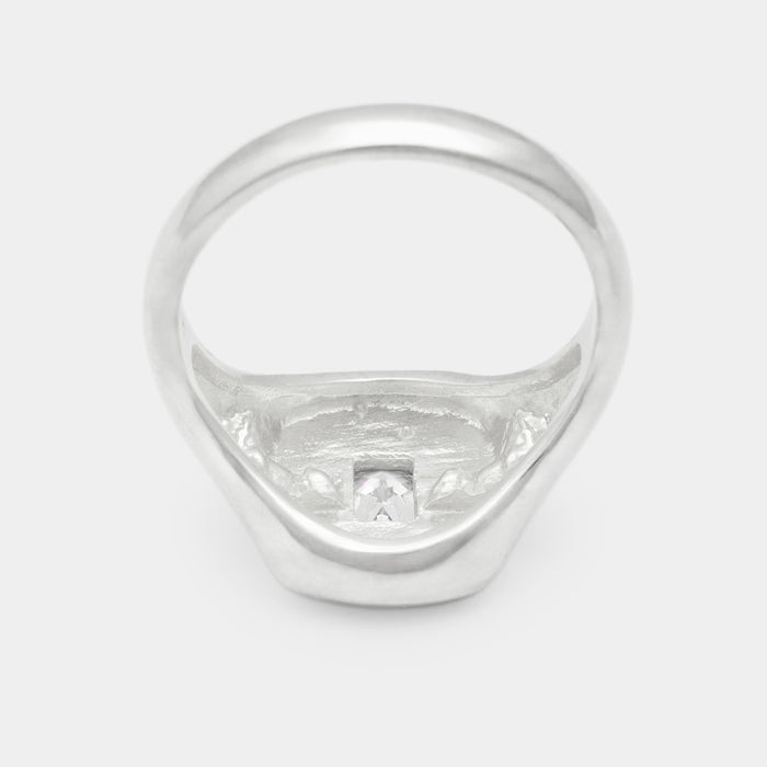 Alexandre Birthstone Signet Ring in Silver