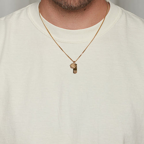Baby Lion Tag and Zodiac Combo Necklace in Gold
