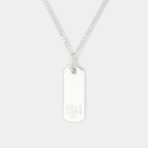 Baby Lion Tag Necklace in Silver