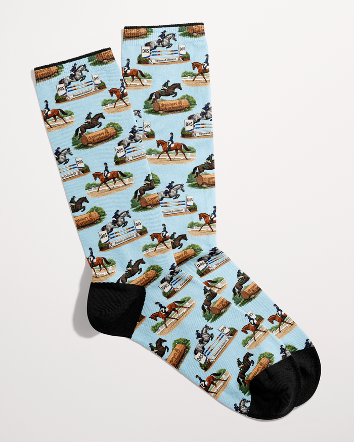 Best Weekend All Year crew socks featuring best weekend horse show, alternate angle, by Dreamers & Schemers