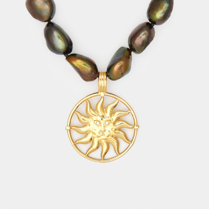 Black Pearl Aurora Necklace for Him