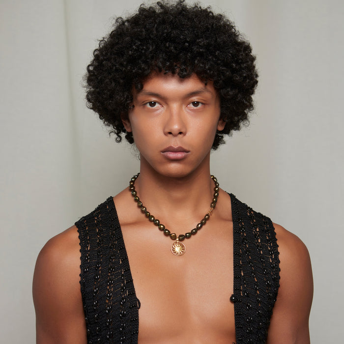 Black Pearl Aurora Necklace for Him