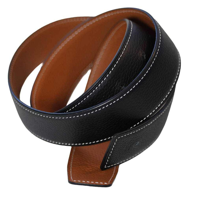 ManeJane Black/Chestnut Reversible Leather Belt Strap reversible leather belt, additional view, equestrian accessory by Dreamers & Schemers