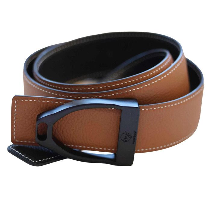 ManeJane Black/Chestnut Reversible Leather Belt Strap reversible leather belt, additional view, equestrian accessory by Dreamers & Schemers