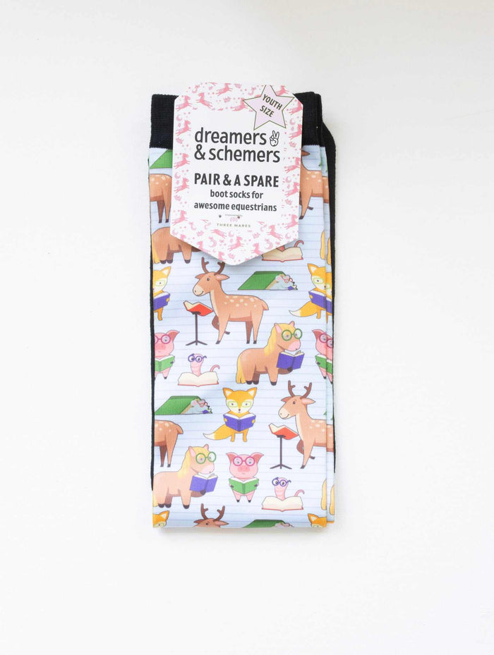 Bookworm Youth Pair & a Spare riding boot socks for young equestrians, by Dreamers & Schemers