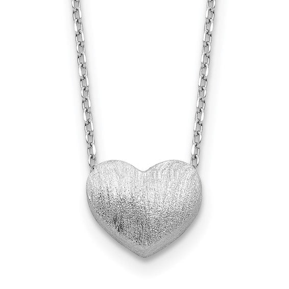 Brushed Sterling Silver Heart Necklace