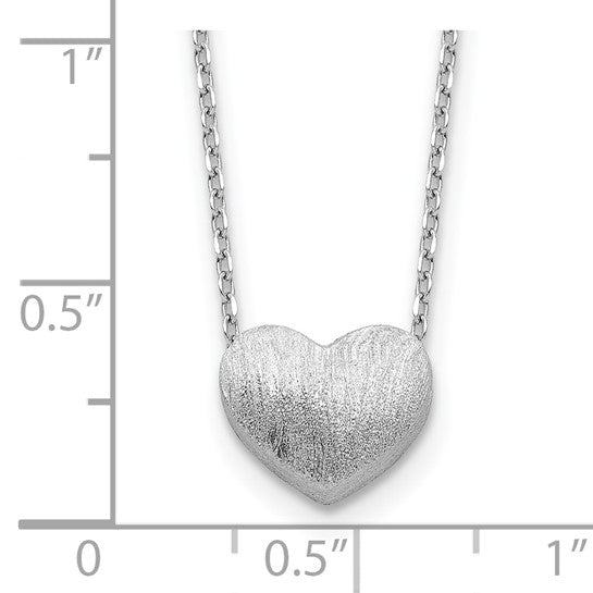 Brushed Sterling Silver Heart Necklace