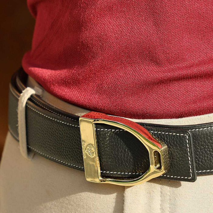 ManeJane Buckle Up! Stirrup Belt Buckle reversible leather belt, additional view, equestrian accessory by Dreamers & Schemers