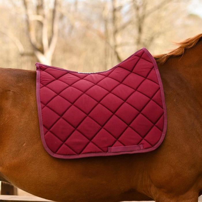 Burgundy all-purpose saddle pad, showing the full pattern layout, by Dreamers & Schemers