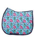 California Dreamin' all-purpose saddle pad with california palm trees in light blue, by Dreamers & Schemers