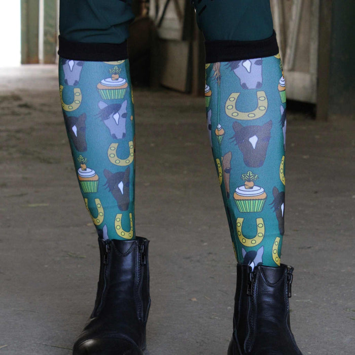 Carrot Cake Pair & a Spare equestrian boot socks, showing the full pattern layout