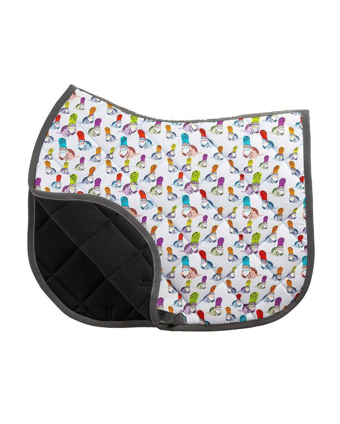 Croc Cat all-purpose saddle pad featuring crocodile cat mashup, alternate angle, by Dreamers & Schemers