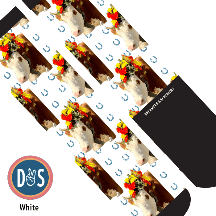 Blue Horseshoes custom photo equestrian boot socks, additional view
