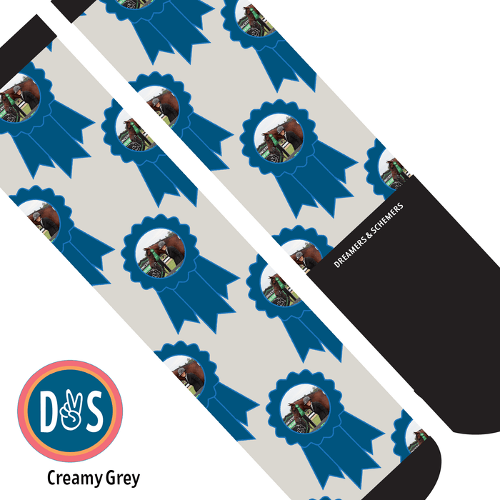Blue Ribbons custom photo equestrian boot socks, additional view
