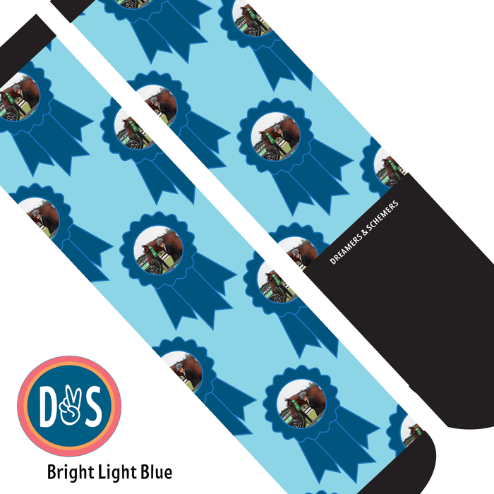 Blue Ribbons custom photo equestrian boot socks, additional view