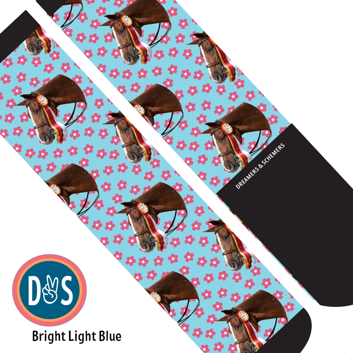 Pinky Petals custom photo equestrian boot socks, additional view