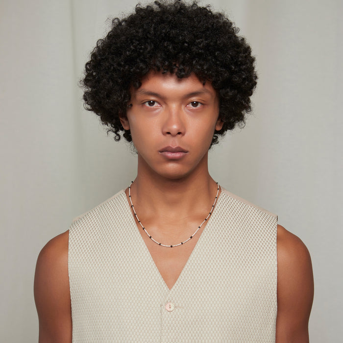 Deep Black Condesa Necklace in Silver for Him