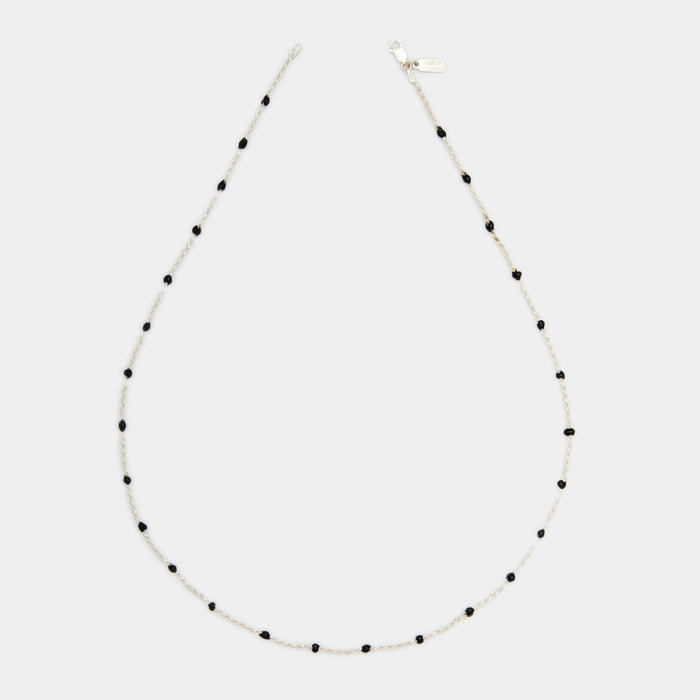 Deep Black Condesa Necklace in Silver for Him