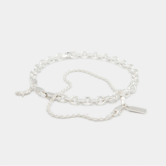 Diamond Cut Bracelet Stack in Silver for Him