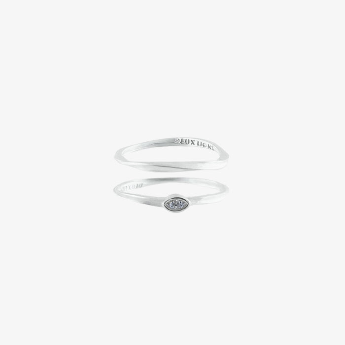 Due Diamond Ring Combo in Silver