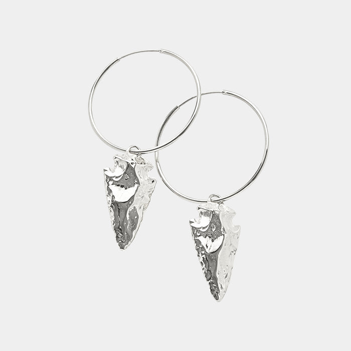 Frida Spearhead Hoops in Silver