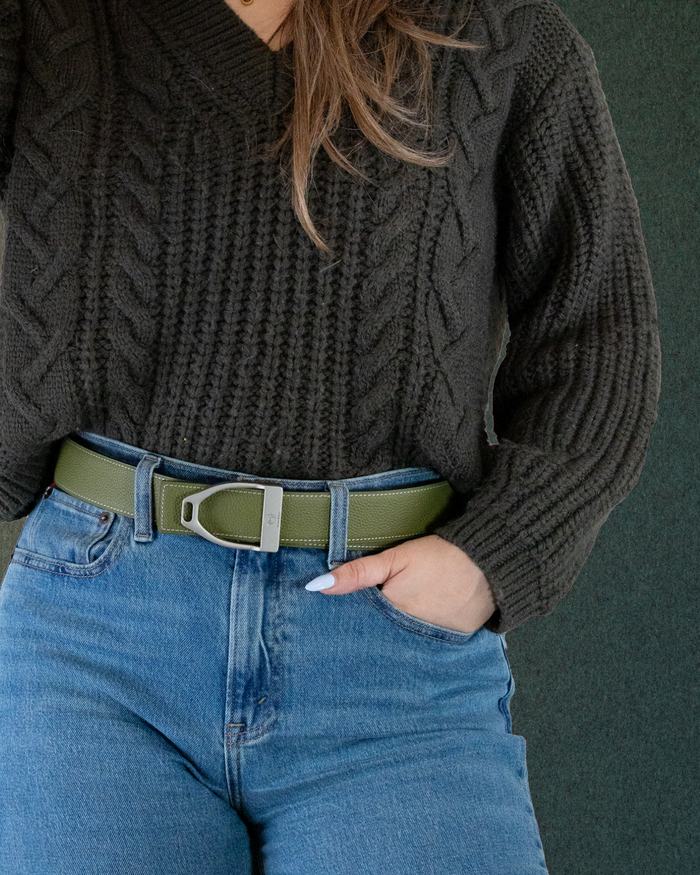 Fuchsia/Olive Reversible Leather Belt Strap