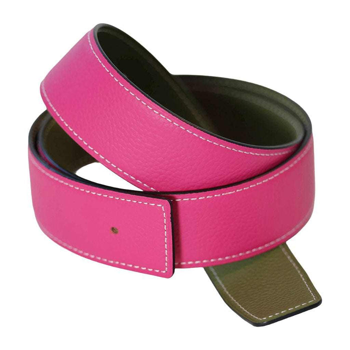 ManeJane Fuchsia/Olive Reversible Leather Belt Strap reversible leather belt, additional view, equestrian accessory by Dreamers & Schemers