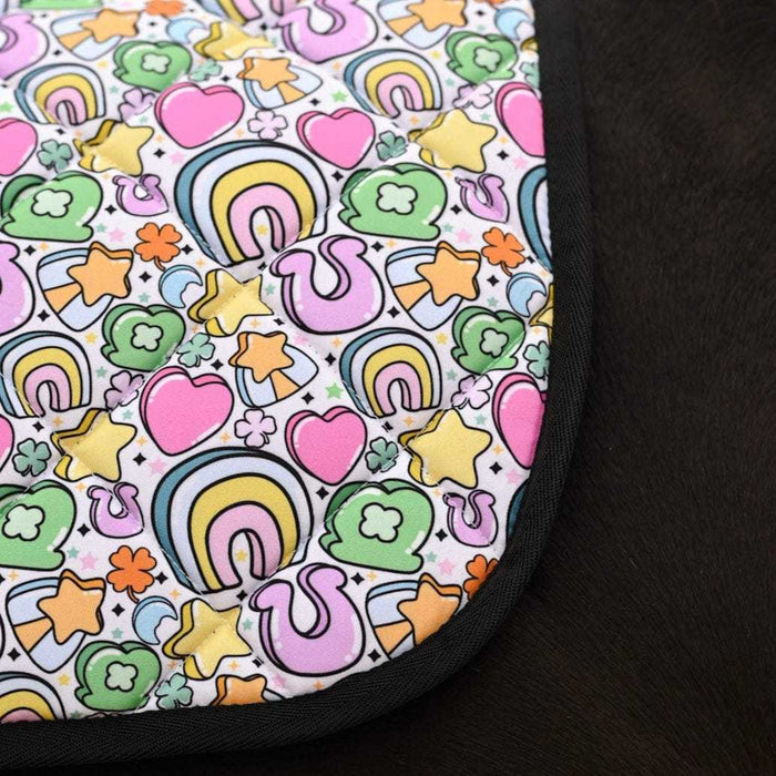 Colorful Full O’ Luck saddle pad with luck-themed designs from the Lucky Equestrian Bundle