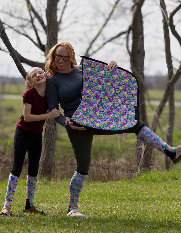 Full Of Luck 2.0 Pair & a Spare equestrian boot socks, showing the full pattern layout