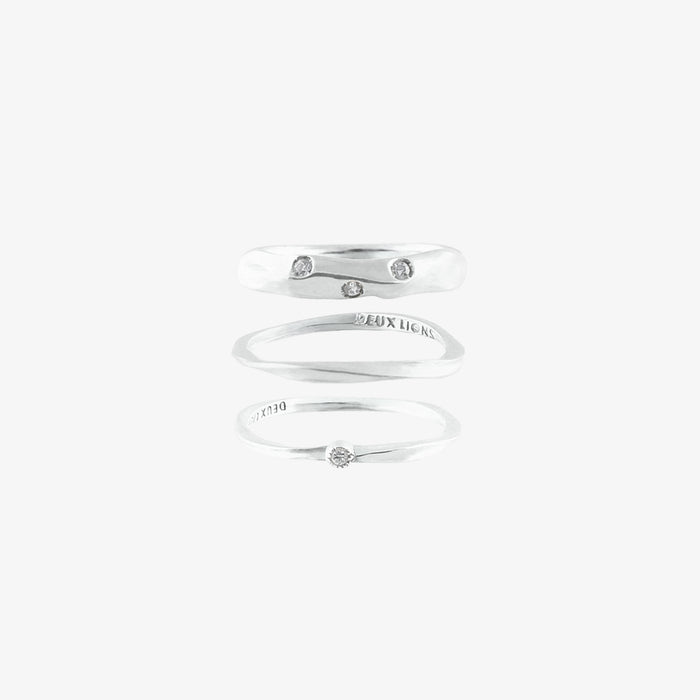 Fusa Tre Diamond Ring Combo in Silver