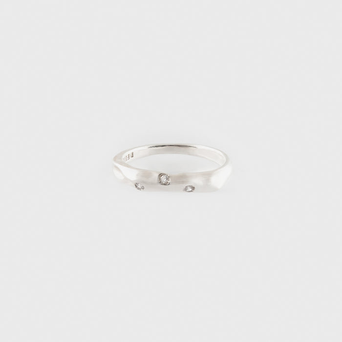 Fusa Tre Diamond Ring Combo in Silver