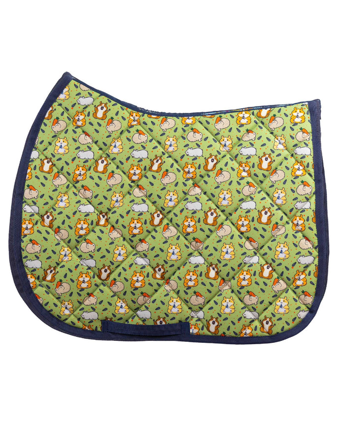 Hamsters all-purpose saddle pad with hamster print in green, by Dreamers & Schemers