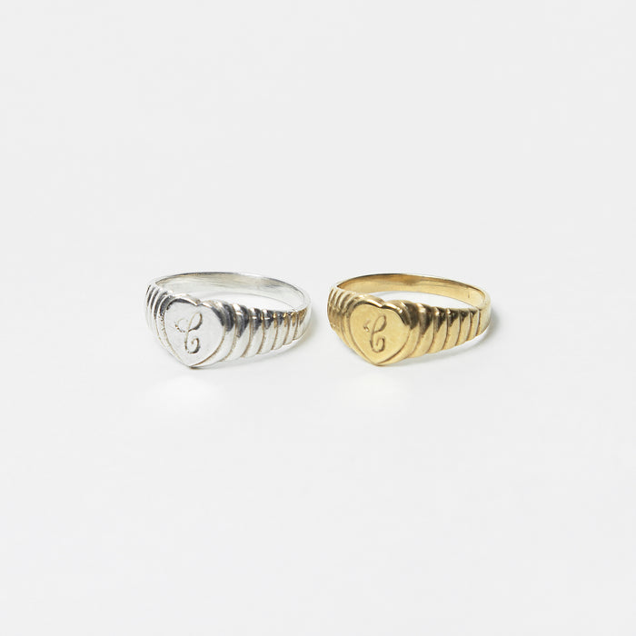 Heart Signet Ring in Silver