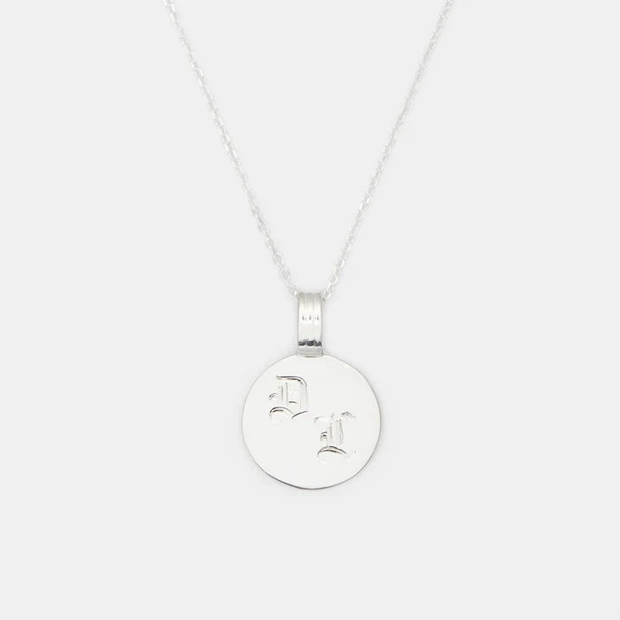His and Hers - Joan Initial Medallion Necklace in Silver