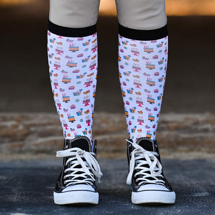 Birthday equestrian boot socks with birthday party celebration, by Dreamers & Schemers