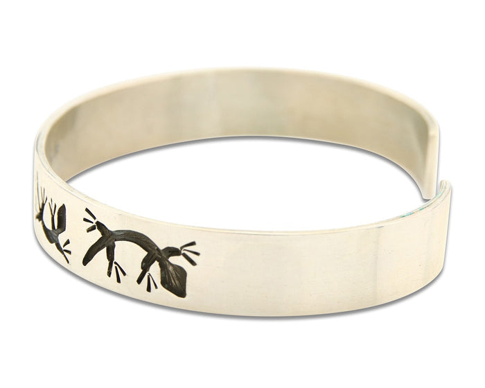 Hopi Bracelet 925 Silver Handmade Artist Signed Half Sun C.80's