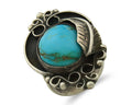 Huge Navajo Ring Sterling Silver Vintage Turquoise Handmade Signed TS Size 5.75