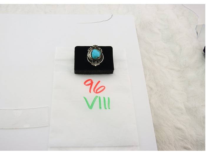 Huge Navajo Ring Sterling Silver Vintage Turquoise Handmade Signed TS Size 5.75