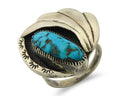 Huge Navajo Ring Sterling Silver Vintage Turquoise Signed Size 7.5 Signed Yazzie