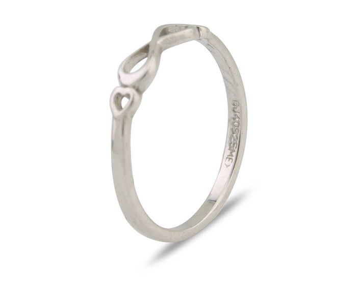 Infinity Heart Promise Ring 925 Solid Silver Size 6.0