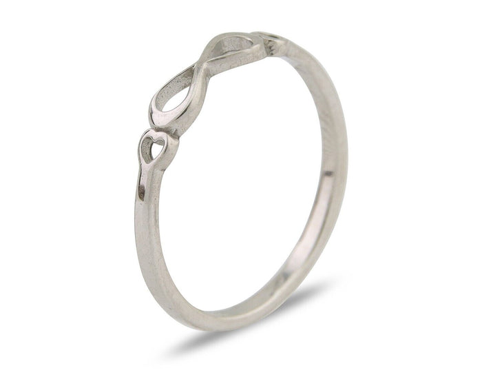 Infinity Heart Promise Ring 925 Solid Silver Size 6.0