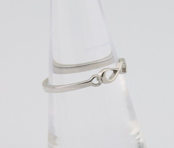 Infinity Heart Promise Ring 925 Solid Silver Size 6.0