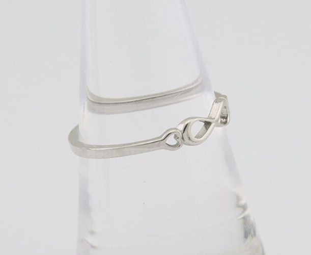 Infinity Heart Promise Ring 925 Solid Silver Size 7.25