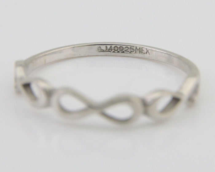 Infinity Heart Promise Ring 925 Solid Silver Size 8.25