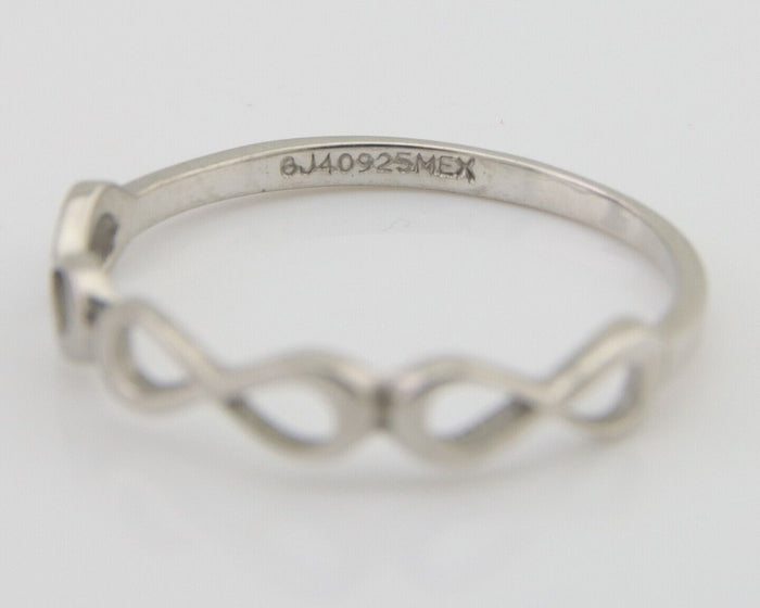 Infinity Heart Promise Ring 925 Solid Silver Size 8.25