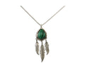Large Navajo Pendant 925 Silver Natural Malachite Native American Artist C.80's