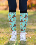Limited edition Aquarius zodiac boot socks made in USA with unique equestrian design