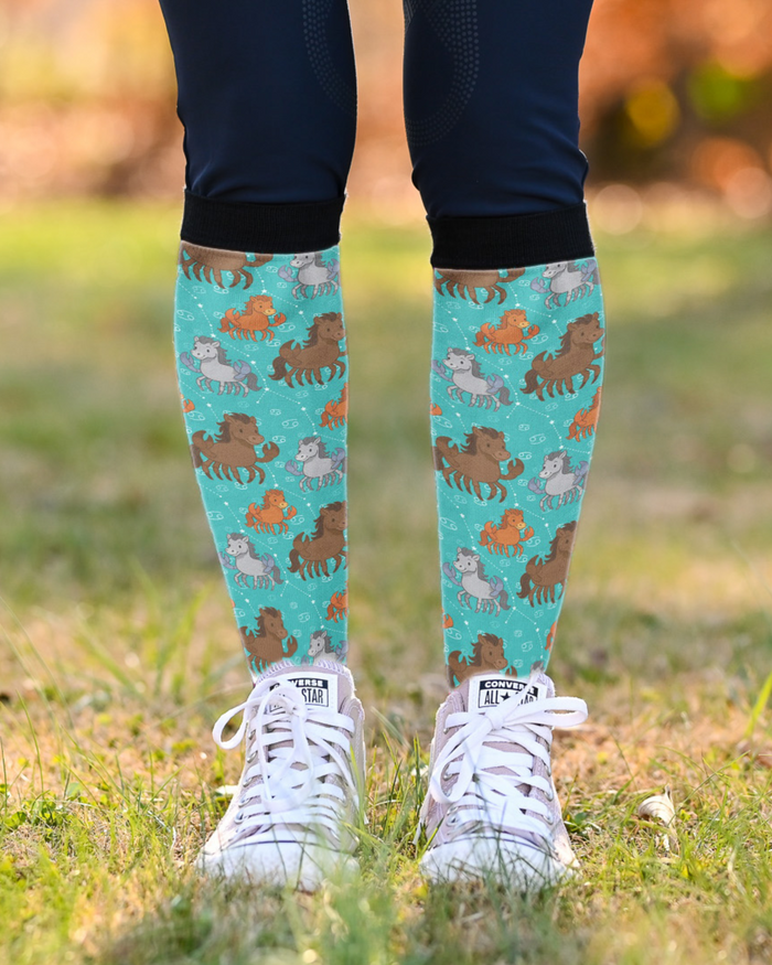 :  Cancer Zodiac limited edition equestrian boot socks, by Dreamers & Schemers