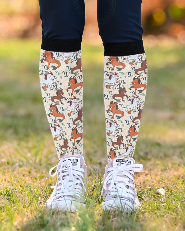 :  Capricorn Zodiac limited edition equestrian boot socks, by Dreamers & Schemers
