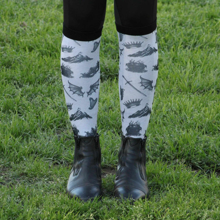a Court of Socks & Horses limited edition equestrian boot socks with acotar fantasy court, by Dreamers & Schemers